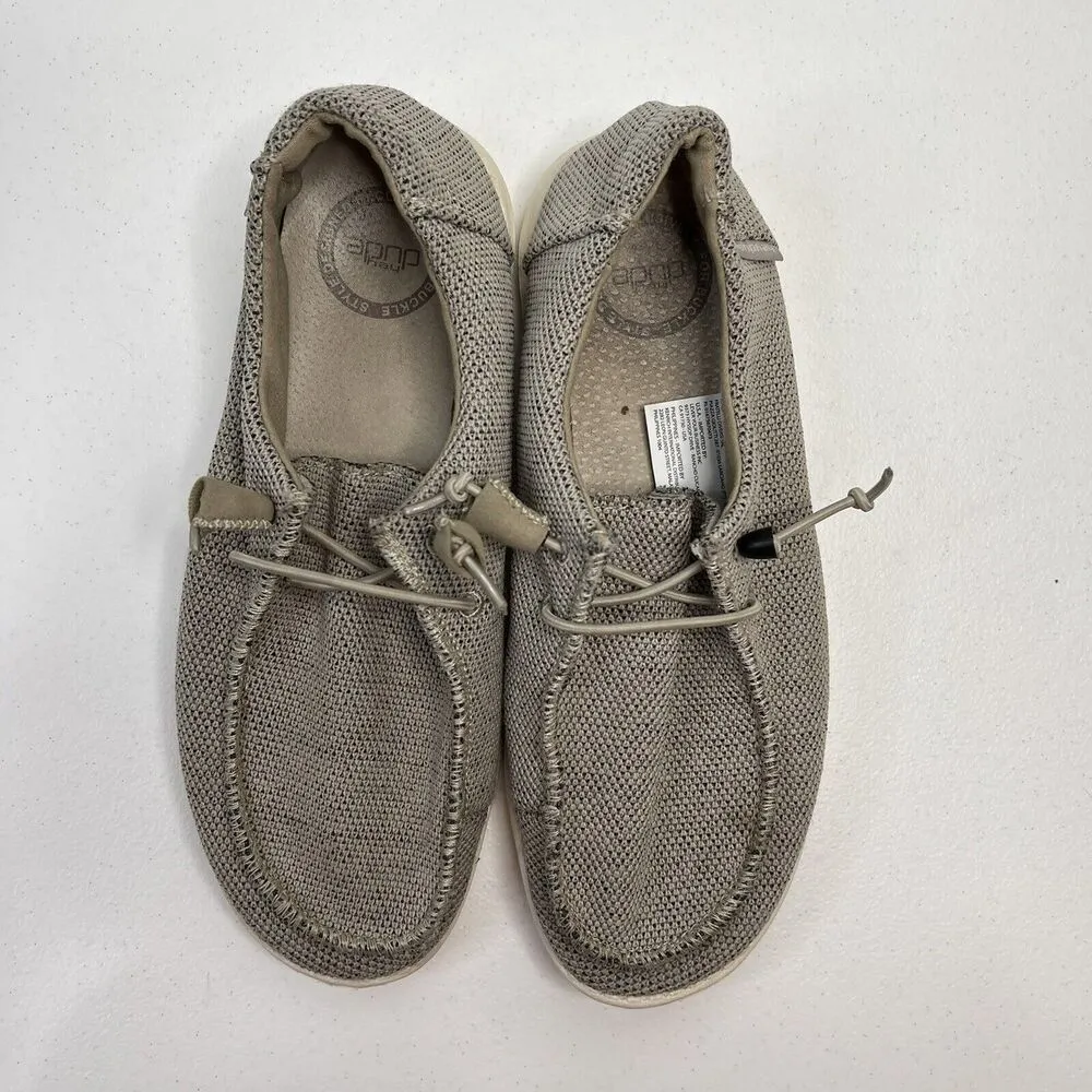 Hey Dude Size 8 Wendy Loafers Sox Beige Knit Slip On Shoes Lightweight Women’s - Image 7