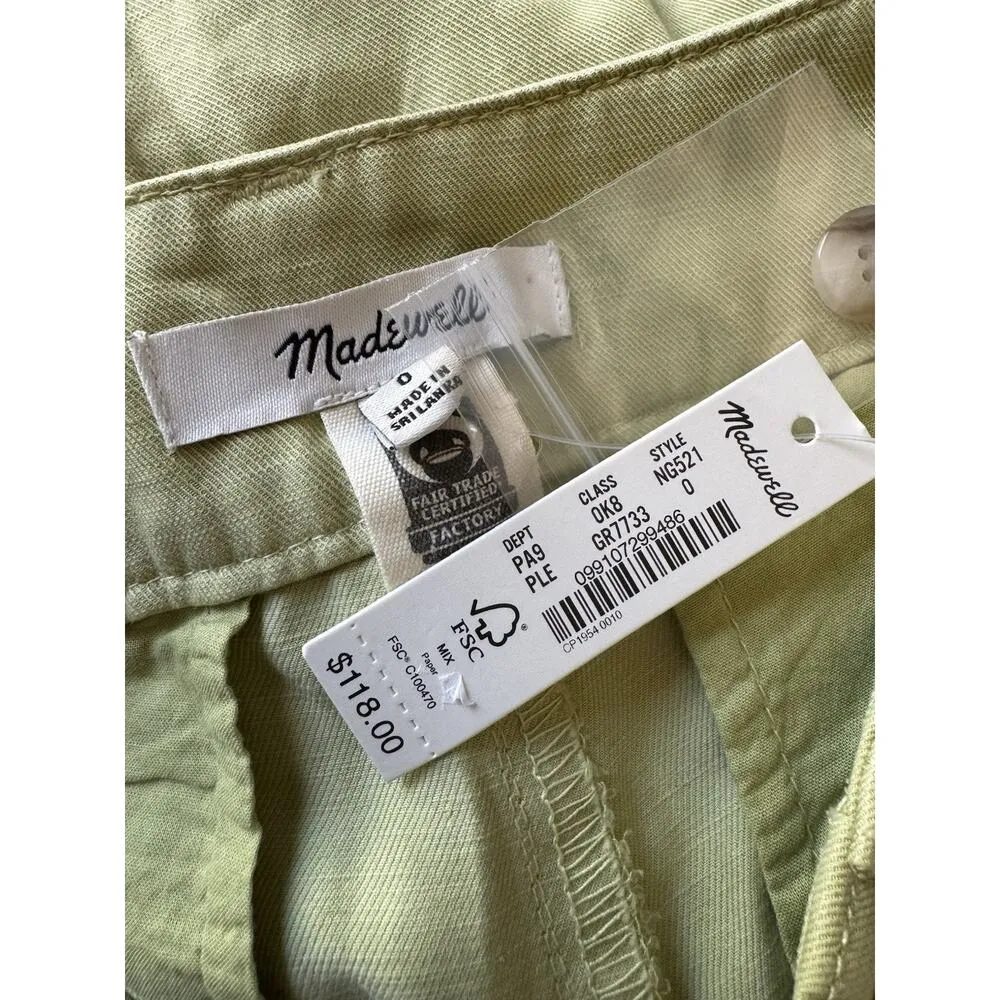 NWT Madewell The Harlow Wide Leg Pant In Lemongrass Green Lyocell Linen Size 0 - Image 9