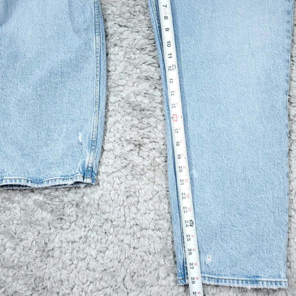 Abercrombie 20 Short 90s Straight Ultra High Rise Jeans Light Wash Blue Size 35 - Image 6