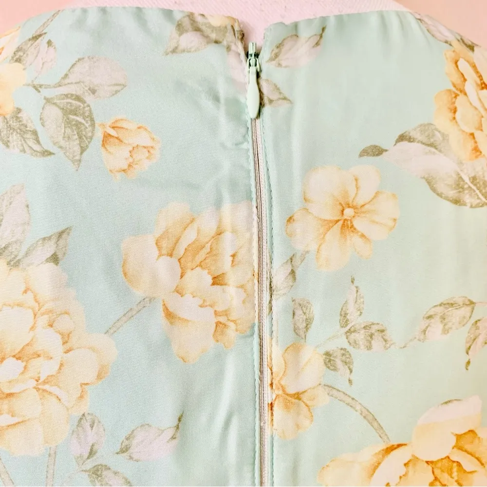 Ivy City Co Mint Green & Yellow Floral Ruffle Flutter Sleeve Dress. - Image 8