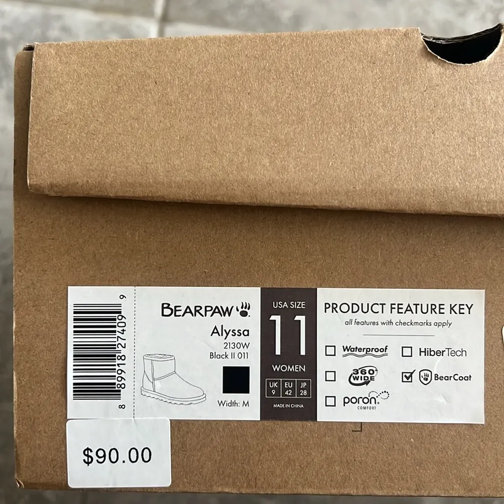 BearPaw Alyssa Suede Ankle Boots in Black, NWT, Size 11 - Image 13