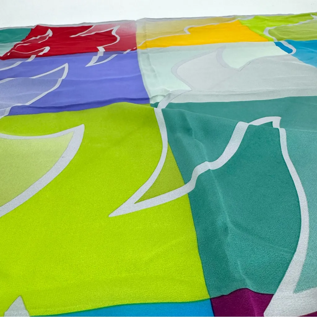 Vintage Marja Kurki Colorful Geometric Silk Scarf Purple - Image 2