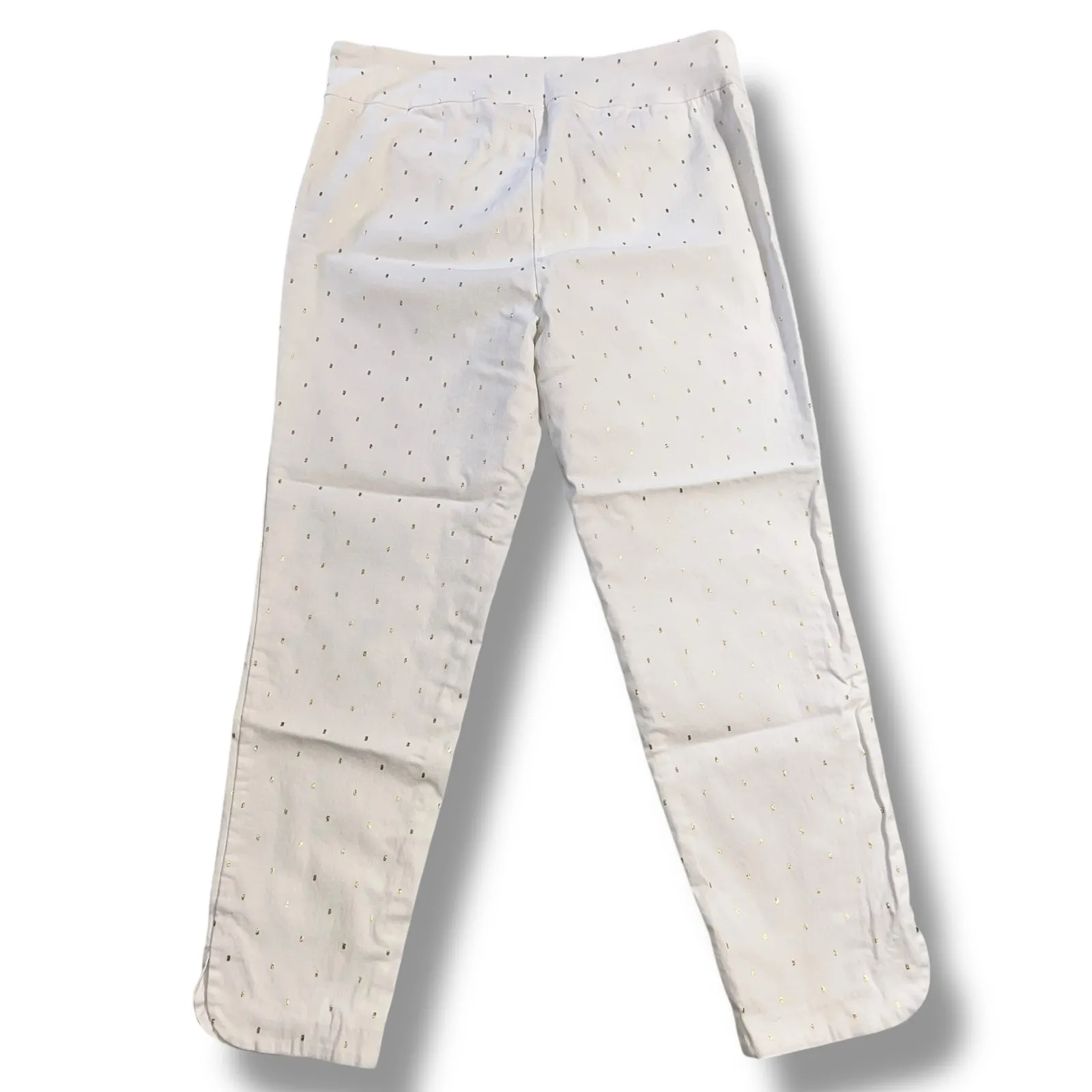 Soft Surroundings Womens Straight Leg Ankle Length Pants White Gold Accents XL - Image 4