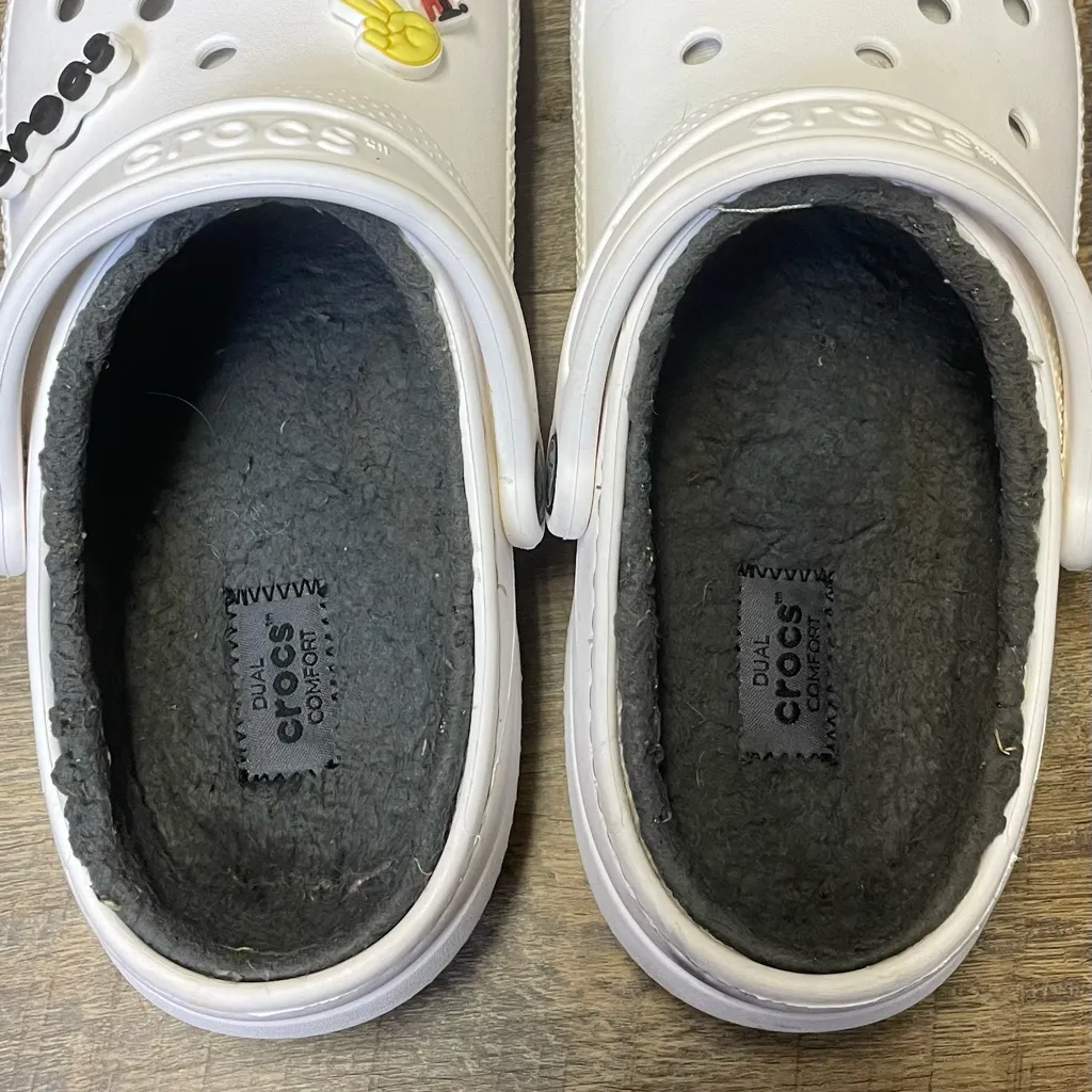 Crocs Classic Faux Fur Lined White Dual Comfort Clog Shoes Womens 9 Mens 7 - Image 12