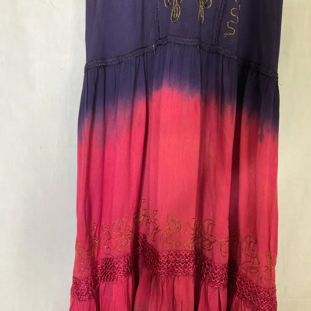 Ethereal Ombre Boho Fairycore Maxi Dress Purple‑Pink Gradient Embroidery Tiered Blue Size undefined - Image 6
