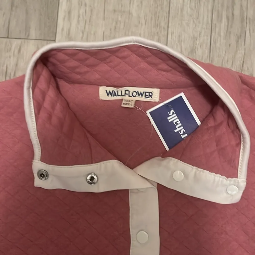 Wallflower large quilted waffle knit pullover peach white - Image 3