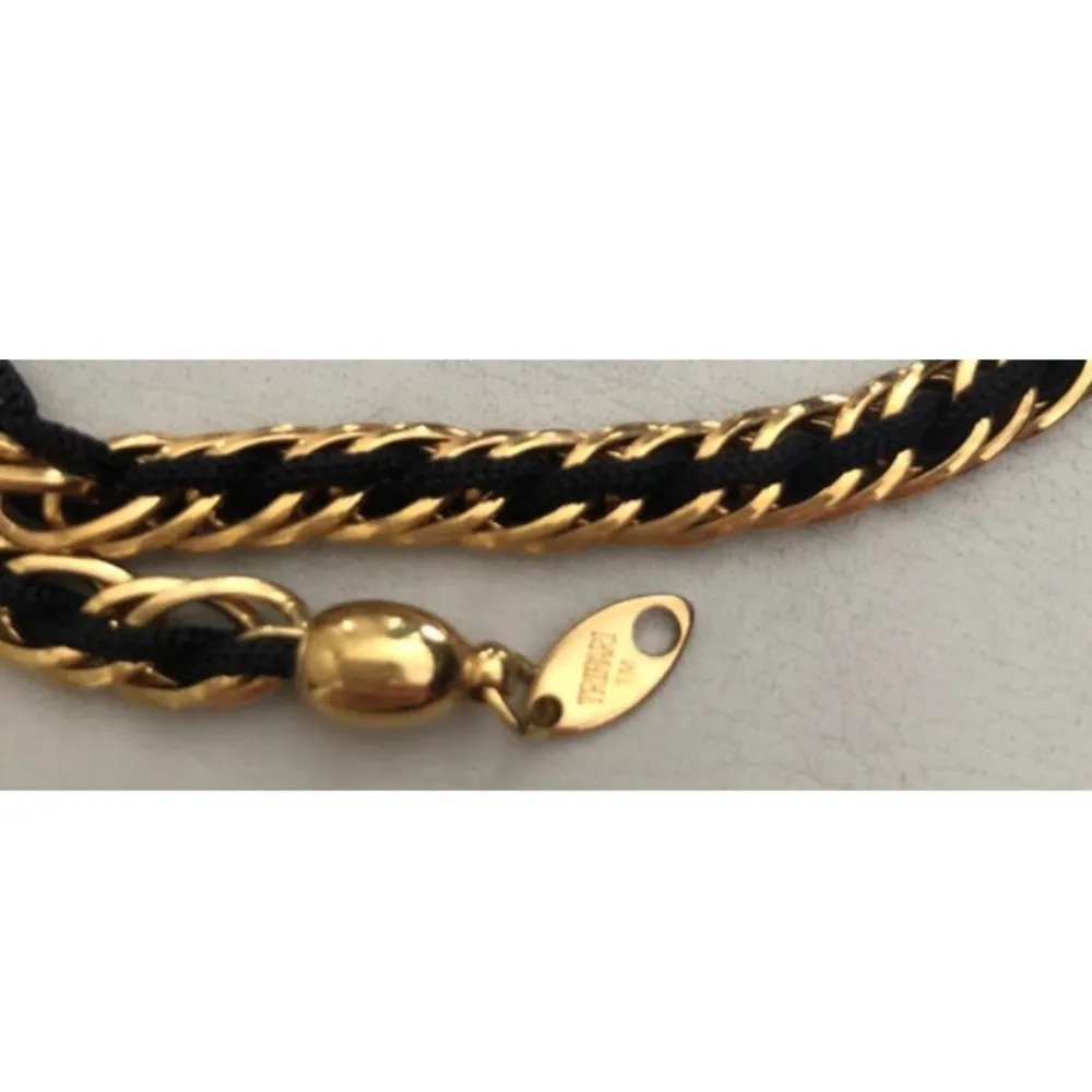 1980s TRIFARI Black & GoldTone Bracelet & Necklace - Image 8