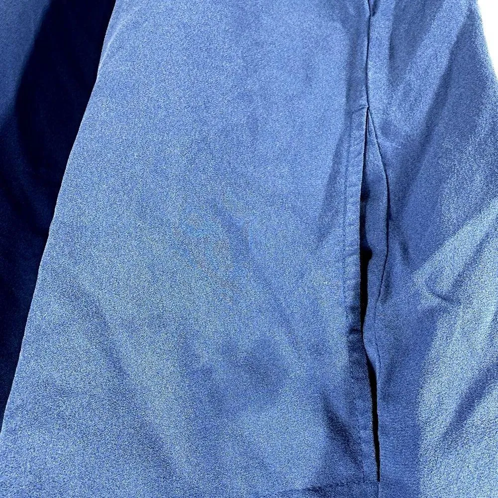 Vince Dolman Sleeve Shift Silk Dress Mock Neck Button Front Cobalt Blue XS - Image 5