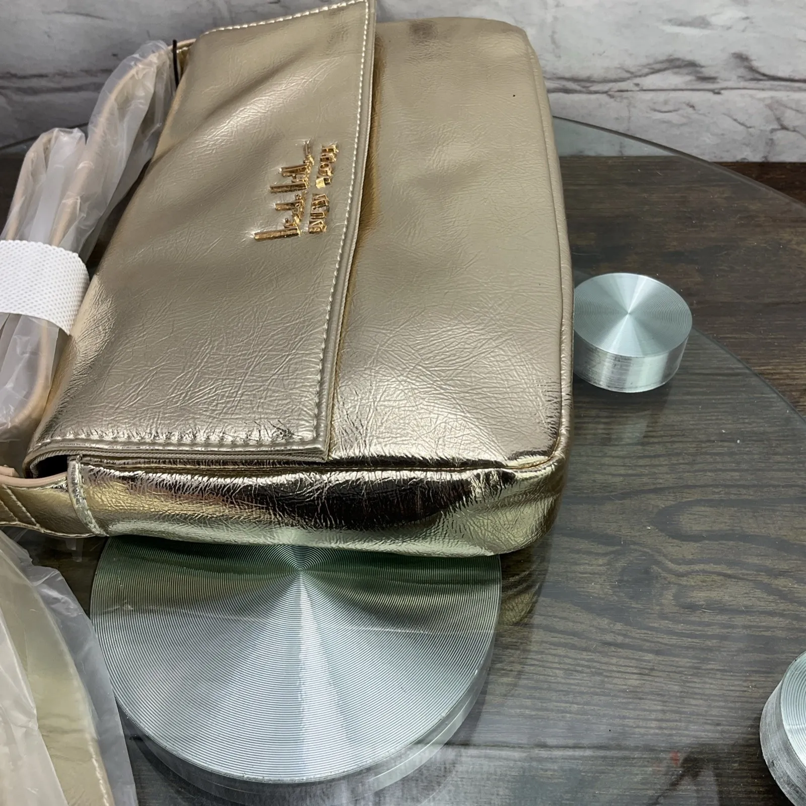 Nicole‎ Miller Gold Vegan Leather Handbag Shoulder Bag NWT $60 - Image 5