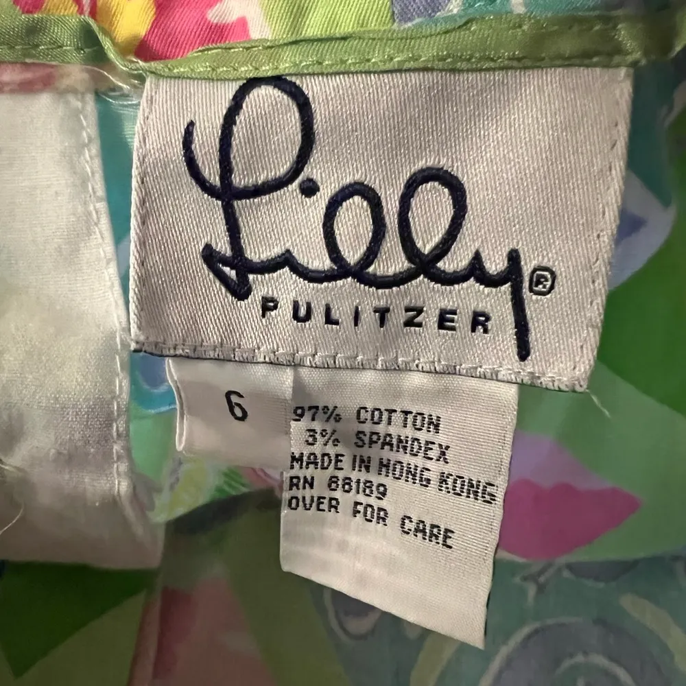 Lilly Pulitzer Pants Pink Blue Green Squares Animals Vintage White Label 6 FLAW - Image 11