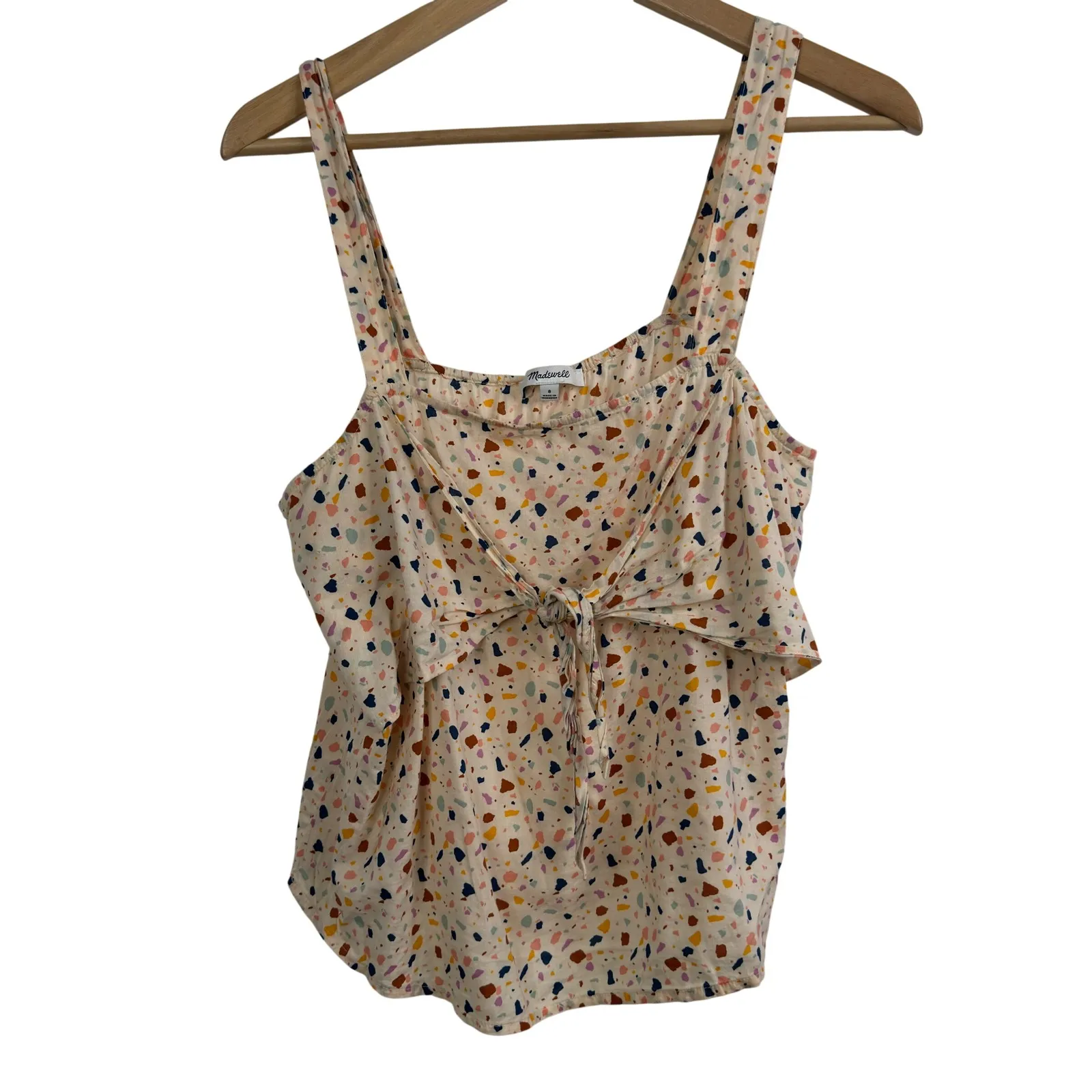 Madewell Tie-Front Cami Top in Terrazzo Size 8 - Image 3
