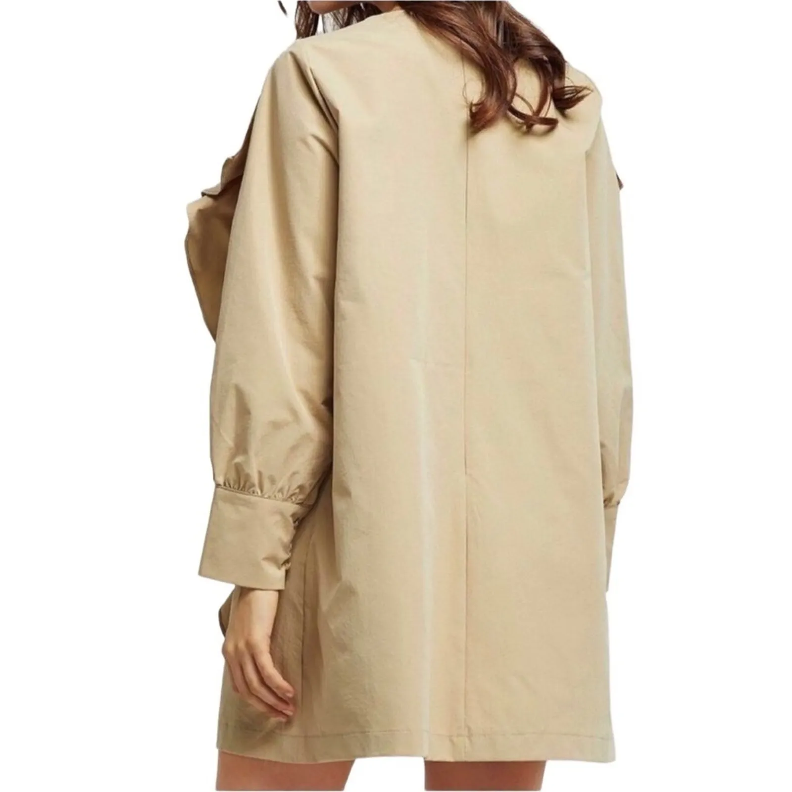 STORETS Double Ruffle Mini Dress-Tunic S/M Tan Coquette Boho Chick Fairy Party - Image 4