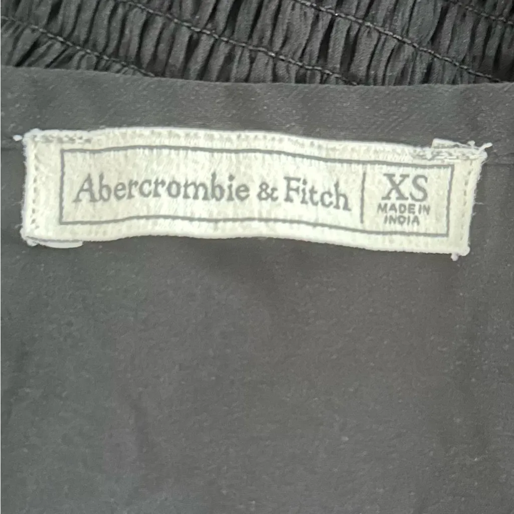 Abercrombie & Fitch short sleeved faux tie Black Sheer Top XS Basic Goth Grunge - Image 3