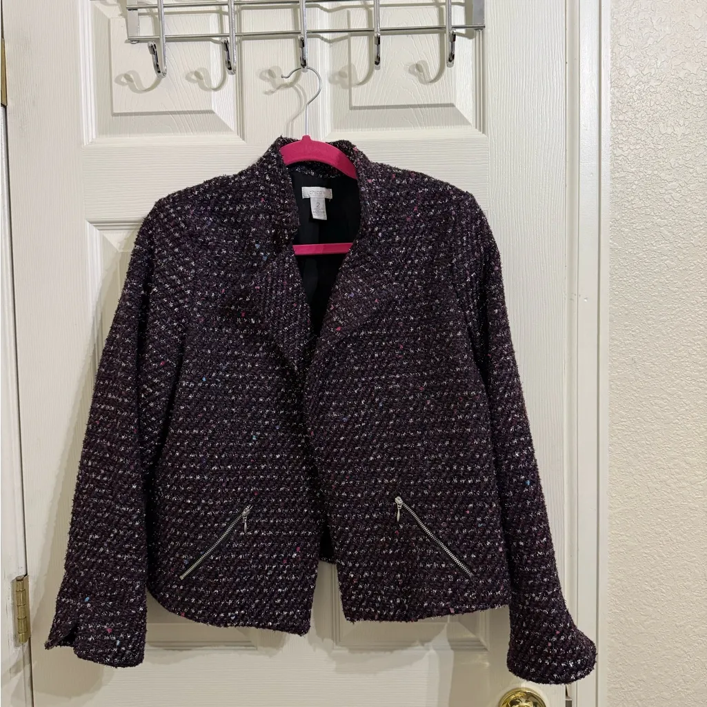 Chicos Multicolor Tweed Blazer Jacket size 2/large - Image 2