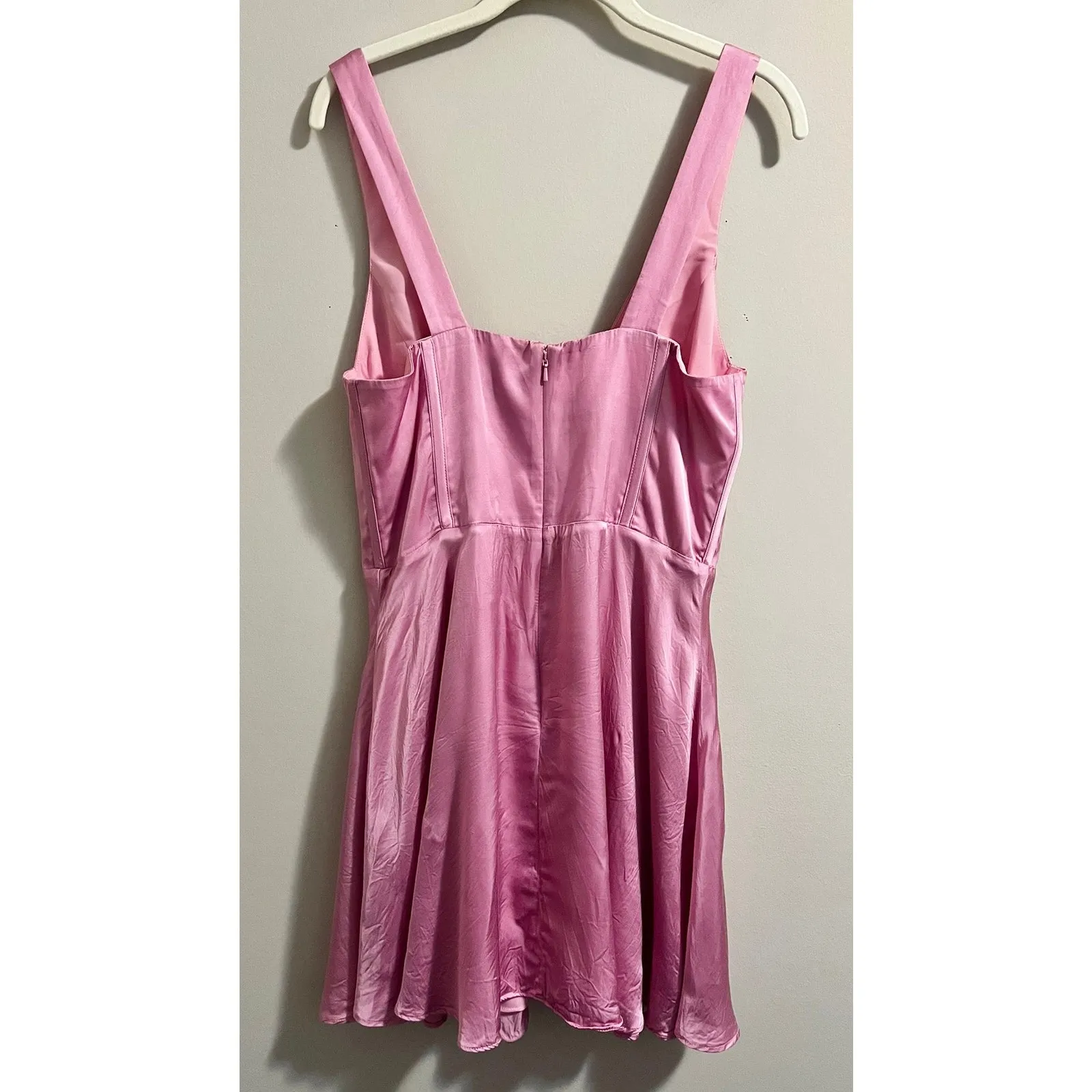 Bardot x Revolve Anika Corset Satin Mini Dress in Petal Pink Womens L - Image 4