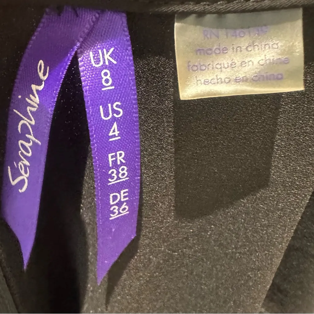 Seraphine black empire waist Swiss dot sheer sleeve maternity dress size 4 - Image 7