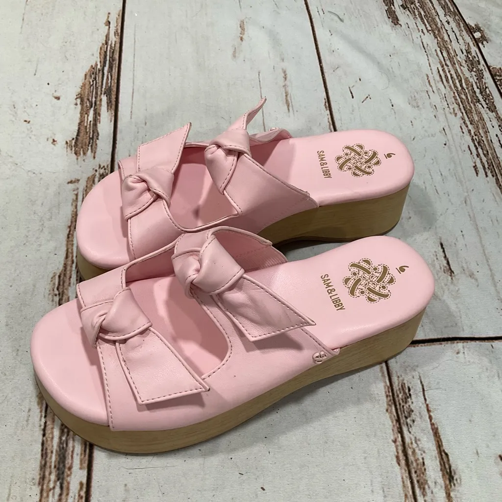 SAM & LIBBY PINK PLATFORM DOUBLE BOW TIE COMFY DRESS SANDALS - Image 8