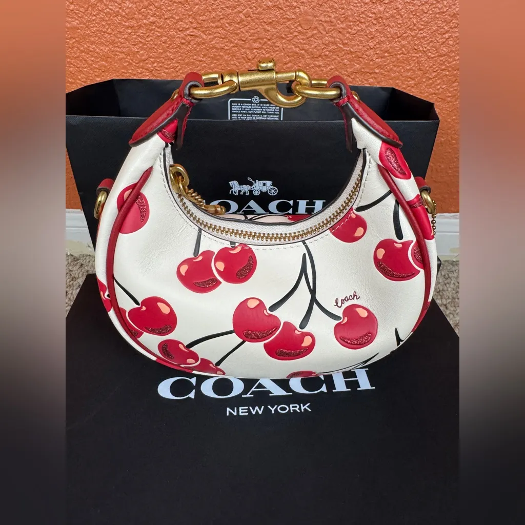 Coach Cherry Print Shoulder Bag in White and Red. #2 - Image 2
