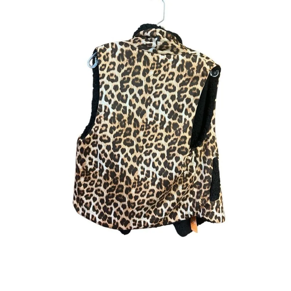 Love Of Fashion Faux Fur/Faux Suede Open Vest One Size Animal Print NWT Tan - Image 2