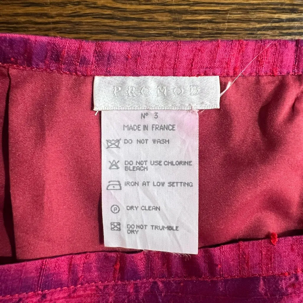 Vintage French 100% Dupioni Silk Magenta Mini Skirt Y2K Pink Red Size undefined - Image 6