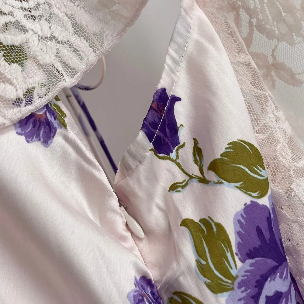 FREE PEOPLE Dress Size Medium Warm Hearts Midi NWT Ivory Combo Lace Floral Boho - Image 10