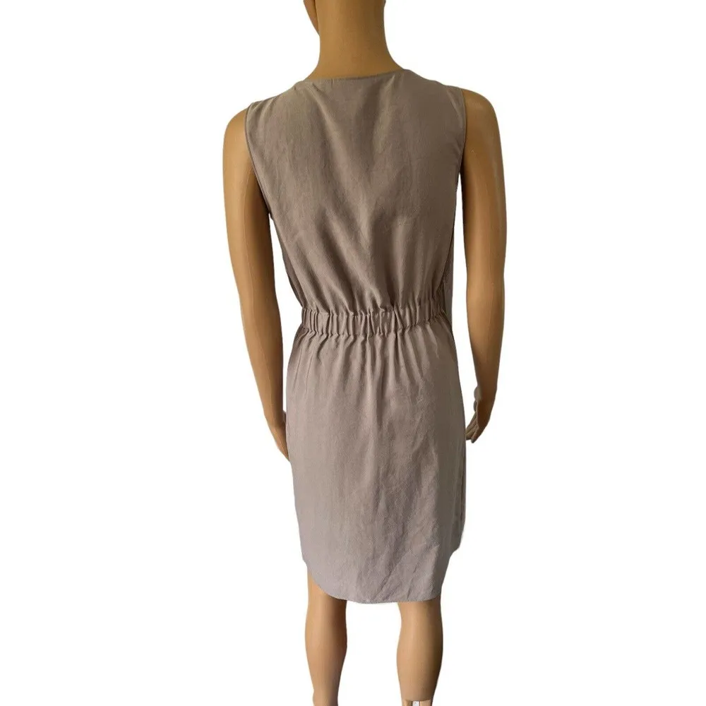 Simply Vera Vera Wang Beige Satin Knee Length Sleeveless Wrap Dress Size XS - Image 3