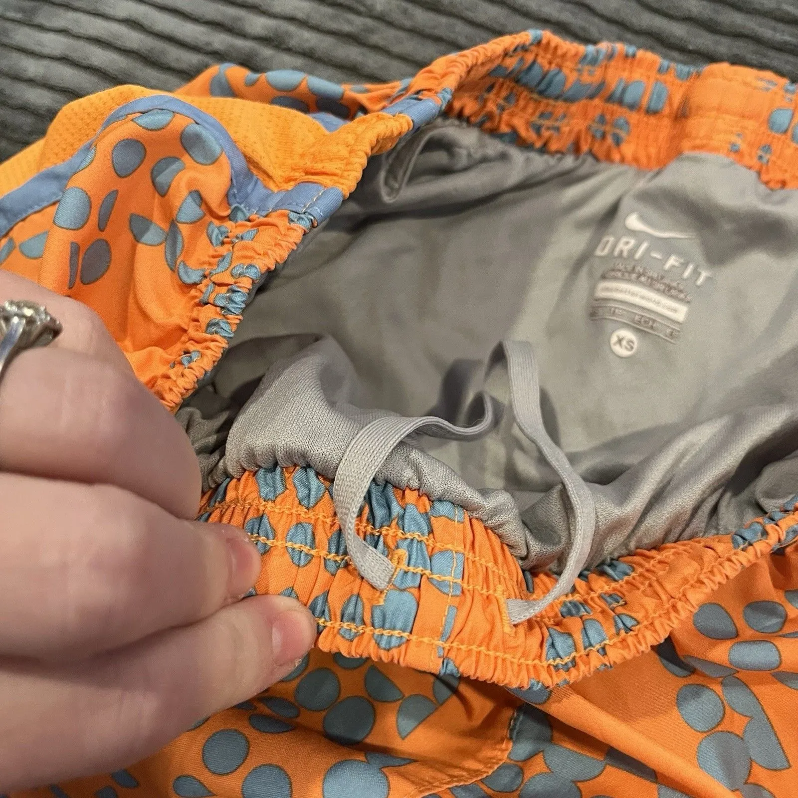 Nike Shorts Women XS Orange Lined Dri-Fit Running Drawstring Outddor Athletic - Image 6