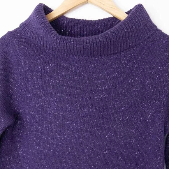 NWOT vineyard vines Lambswool Cashmere‎ Cowl neck Sweater, sparkly Purple, Small - Image 6