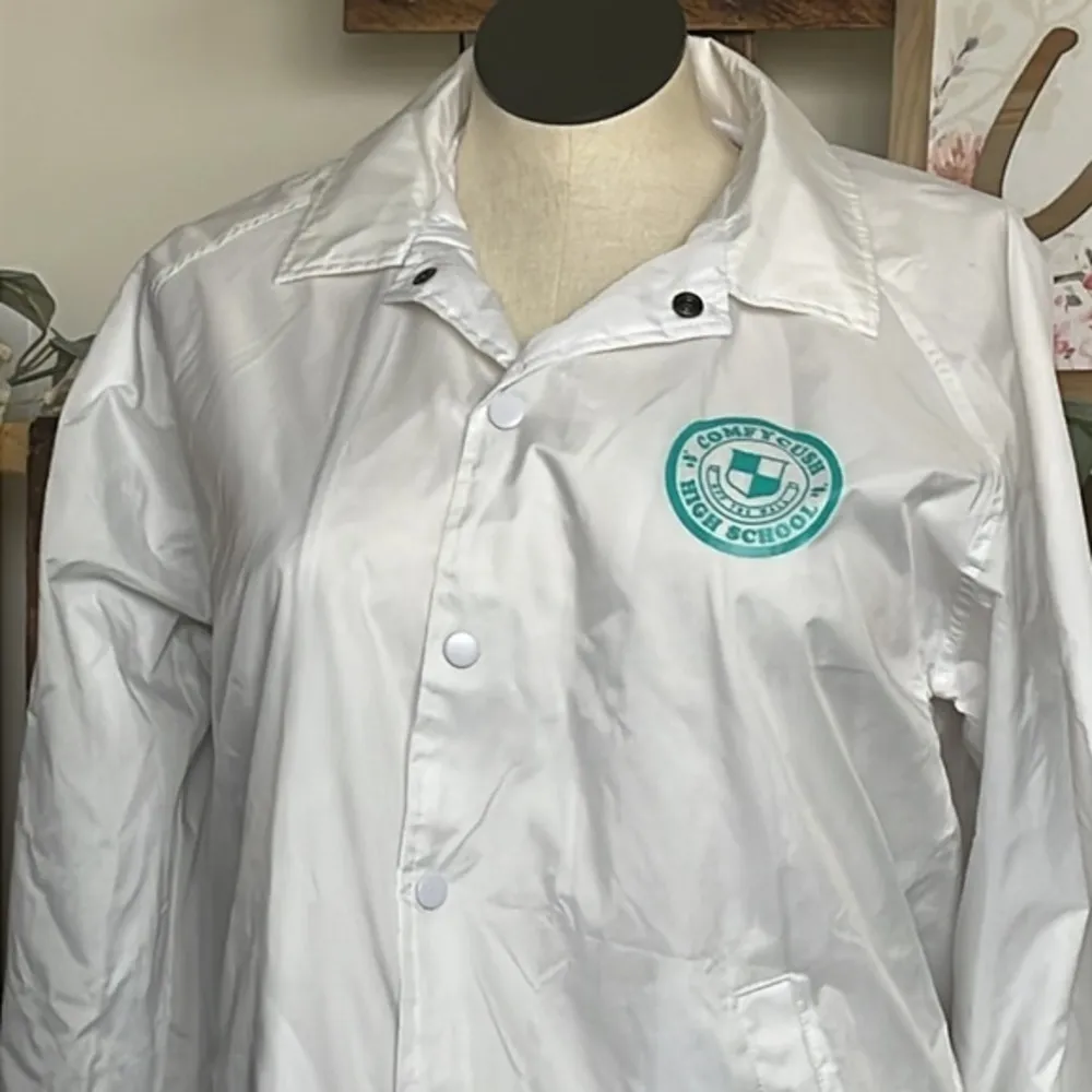 Vans off the wall jacket lightweight white button coat comfy Cush high school M - Image 5