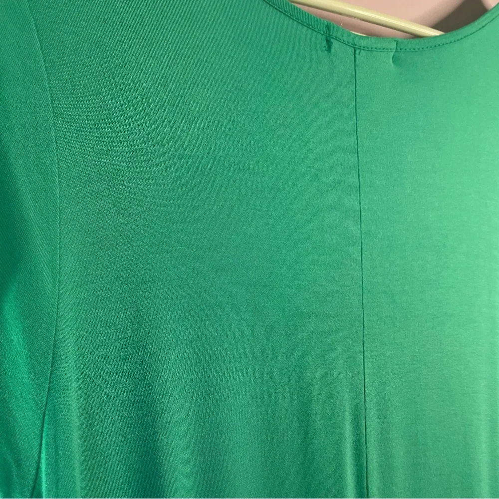 Easel Atlantis Green Short Sleeve Double Ruffle Hem Soft Jersey Knit Tunic Large - Image 3