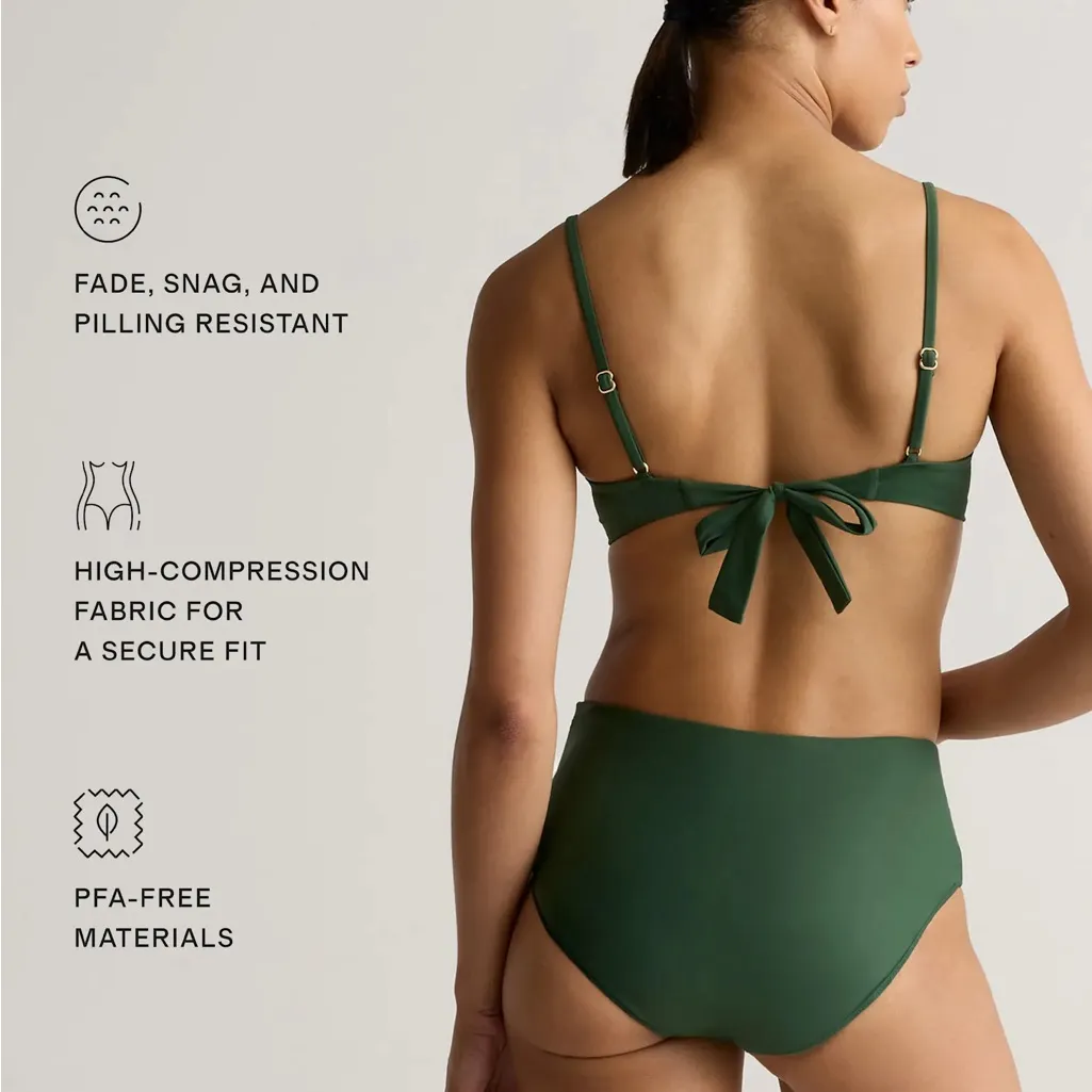 NWT Quince Italian High Rise Palm Green Bikini Bottom Swimwear Sz S 🌴 - Image 5