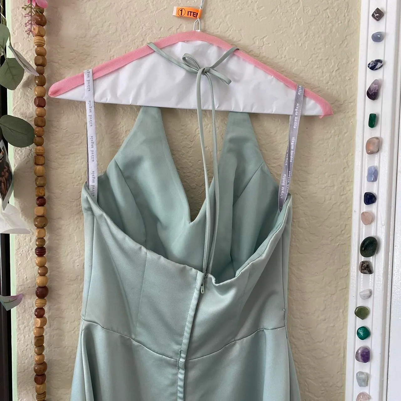 Alfred Angelo Sage Green Halter V Neck Tea Midi Dress - Image 6