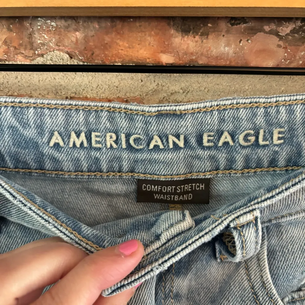 American Eagle Distressed High Rise Mom Shorts, 4 - Image 4
