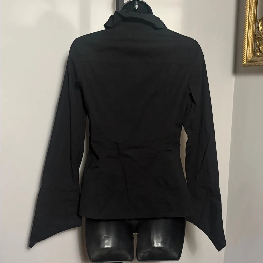 KILLSTAR  Medium Black Button Down Ruffle Blouse Shirt - Image 2