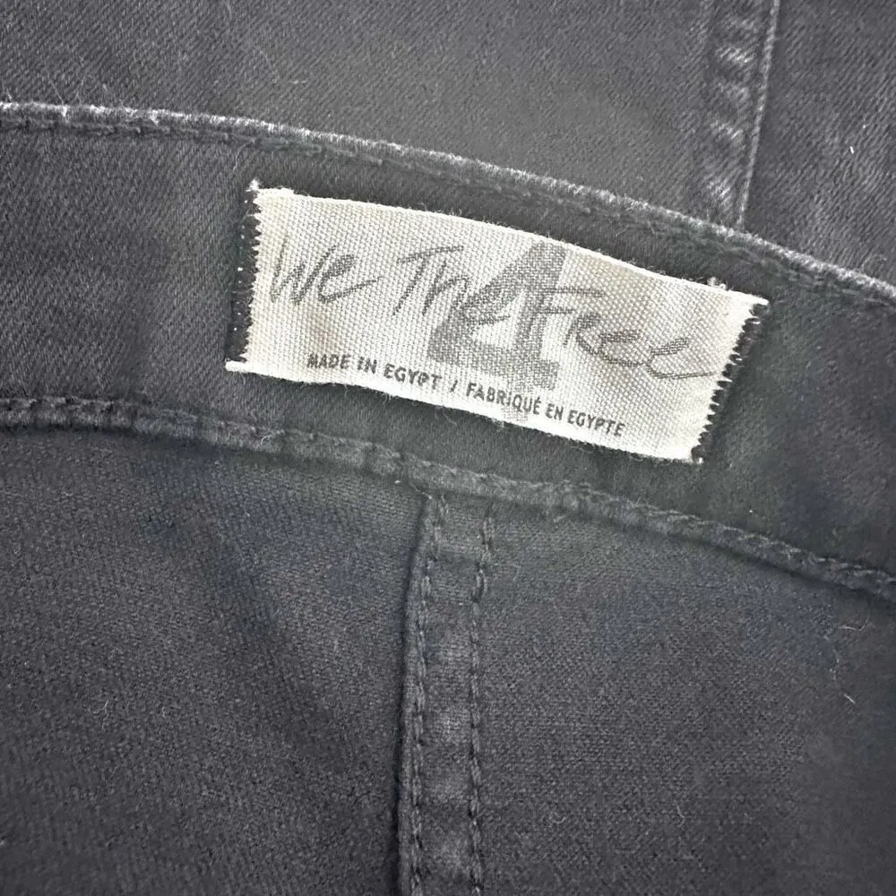 WE THE FREE PEOPLE | Black Denim Stretch Mini Skirt Snap Front Wrap | Size 4 - Image 3