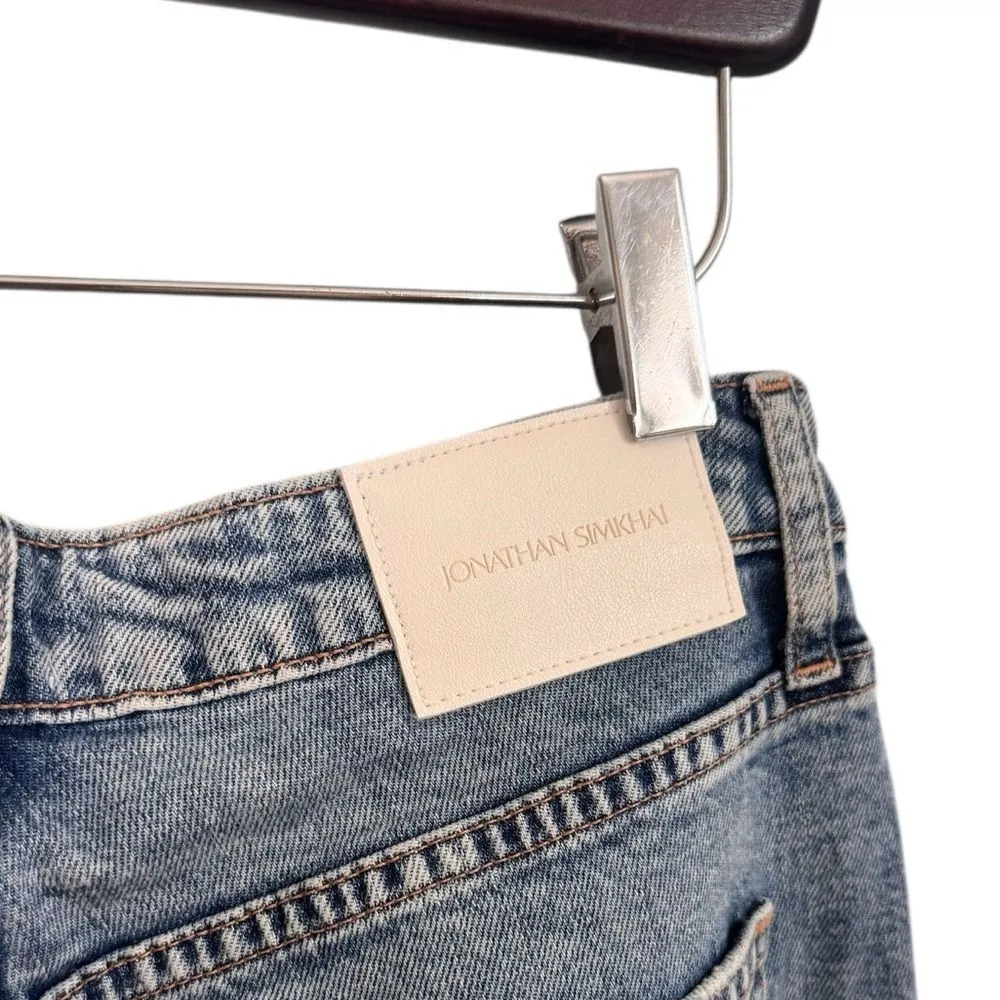 Jonathan Simkhai Trevor High Rise Distressed Tapered Jeans 28 Blue - Image 4