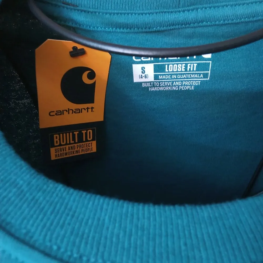 Carhartt women's loose fit t-shirt blue short sleeve work wear Size small outdoo - Image 4