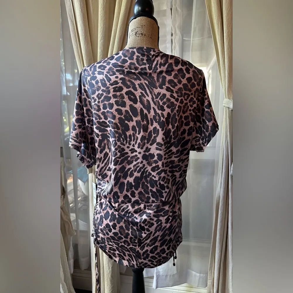 Bar III Women's Beach Cheetah-Print Cover-Up Caftan Natural NWT - Image 6