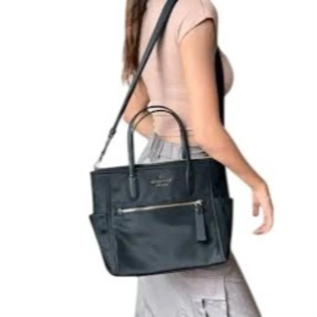 Kate Spade New York Chelsea Medium Satchel Zipp-Top Tote Bag Black Nylon New - Image 2