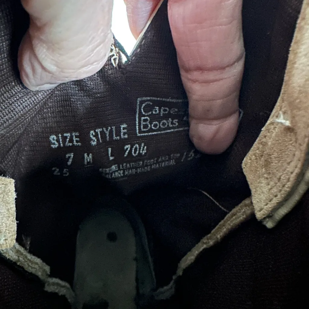 Vintage Capezio Tan Leather Suede Heeled Boots Size 7M L704 Western Cowgirl - Image 12