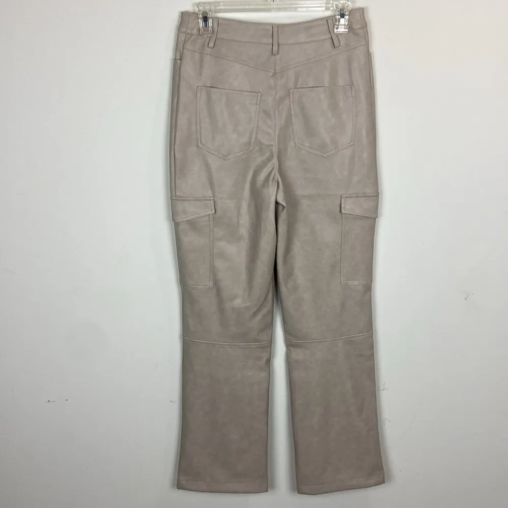 NWT Bagatelle Faux Leather Cargo Pants Beige Tan Cream Size Small Neutral - Image 7