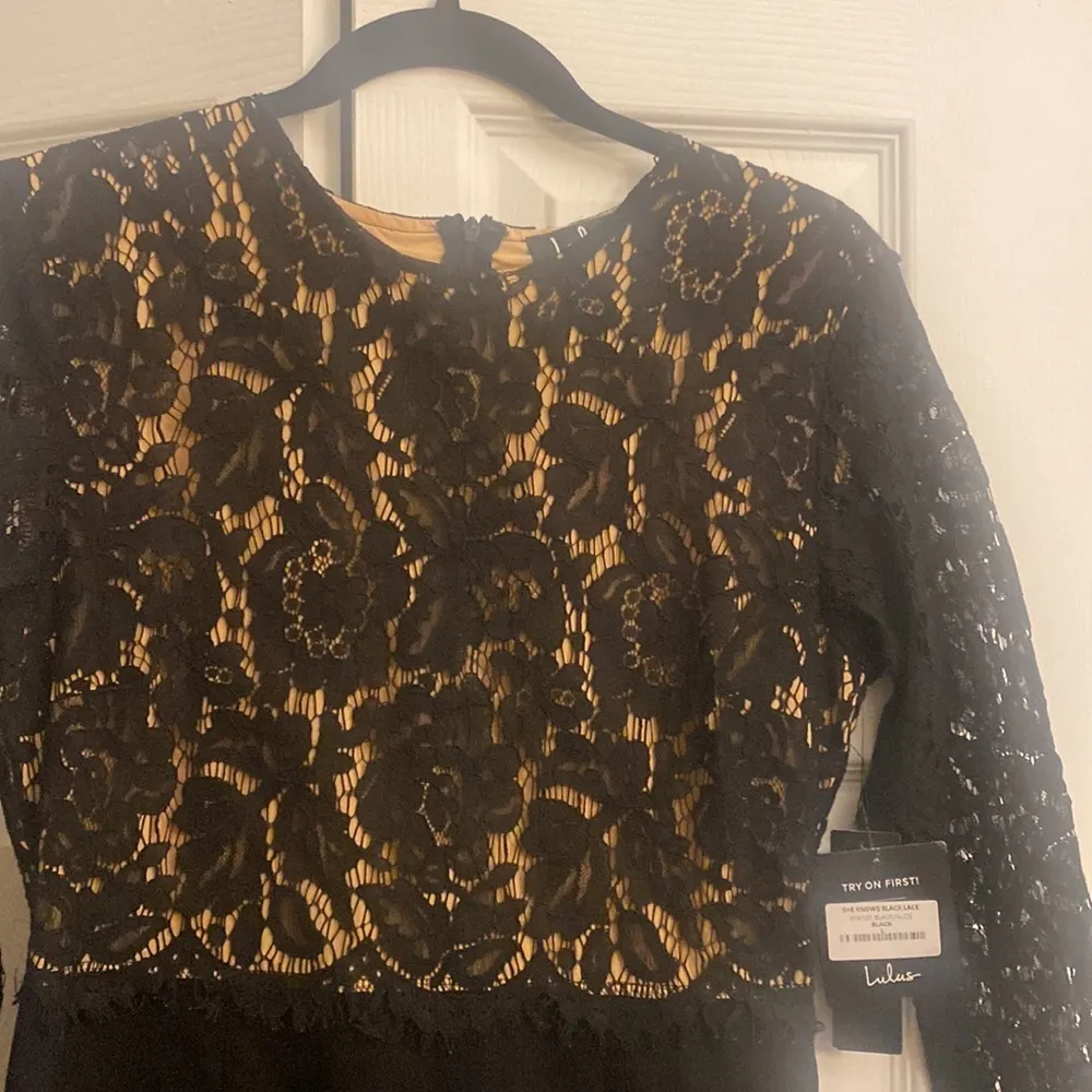 Lulus‎ she knows black lace bodycon dress new with tags size L prom classic lace Size L - Image 3