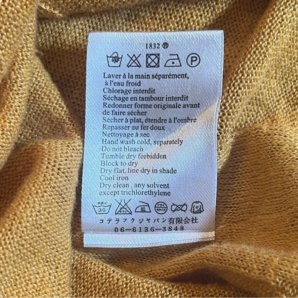 Cotelac Women’s 100% Linen Mustard Yellow Lightweight Cardigan Sweater Size 1/M Size M - Image 10