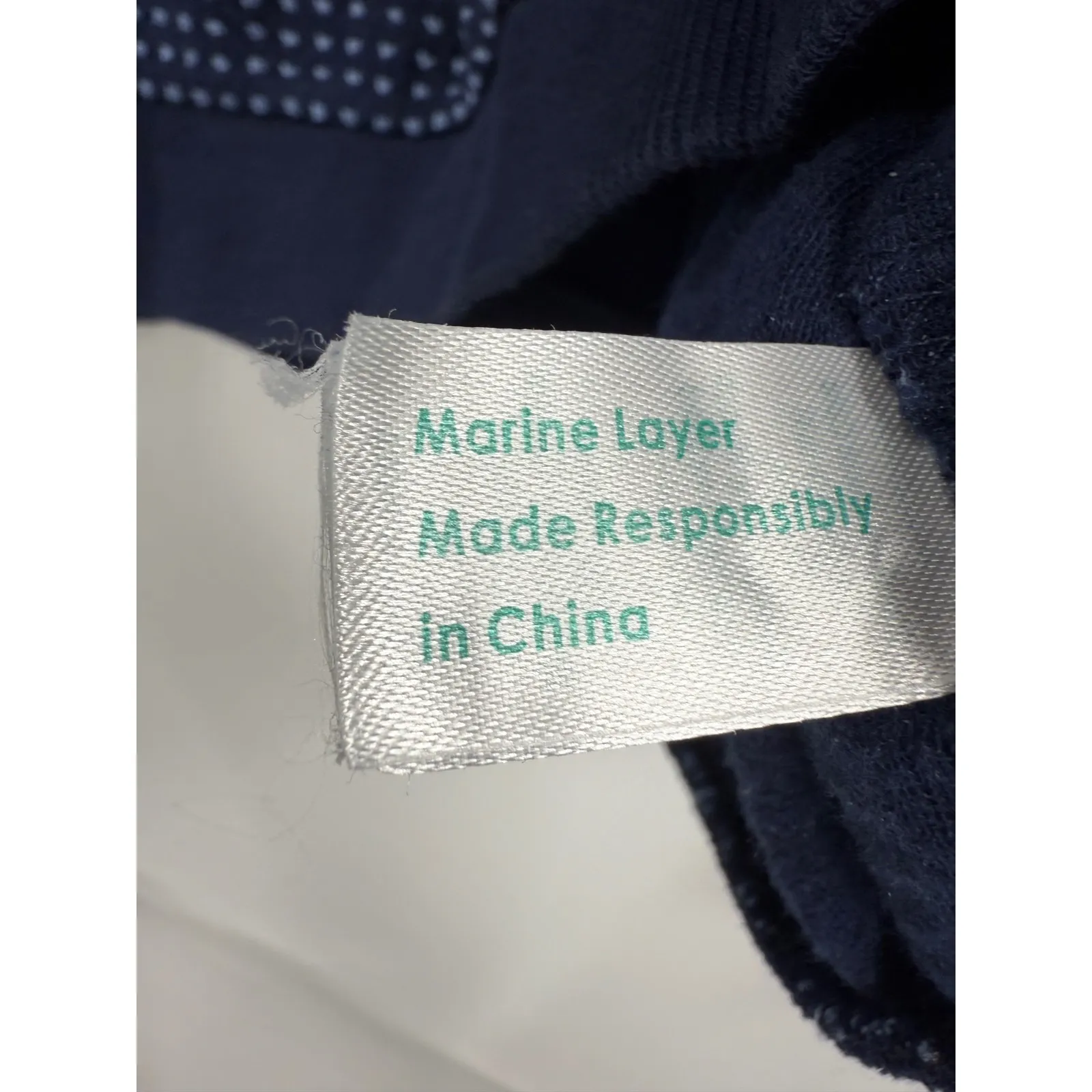 Marine Layer Daisy Textured Navy Blue Dotted Raglan Pullover Sweater L - Image 4