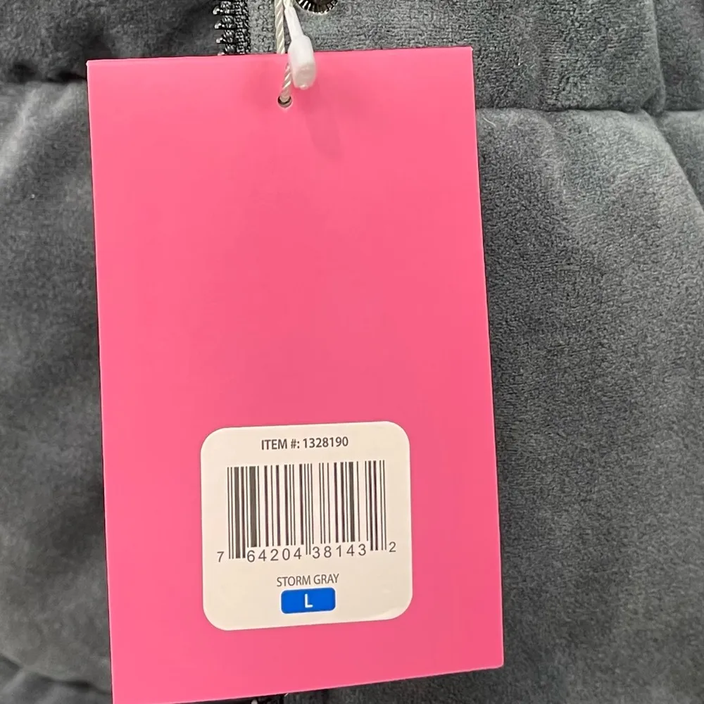 Isaac Mizrahi Velvet Puffer Jacket Gray Soft Coat Size L - Image 9