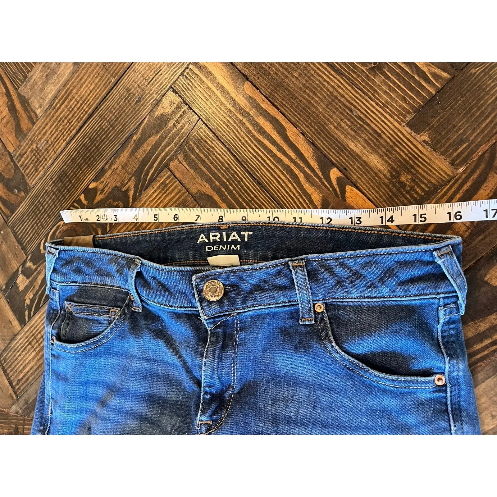 Ariat Trouser Blue Jeans Women 31 Western Cowgirl Aztec Boho Fringe Work Flaws - Image 5