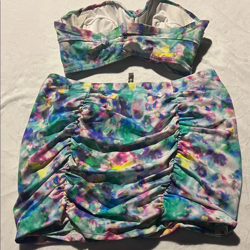 Torrid watercolor Swim skirt and strapless top - Image 6