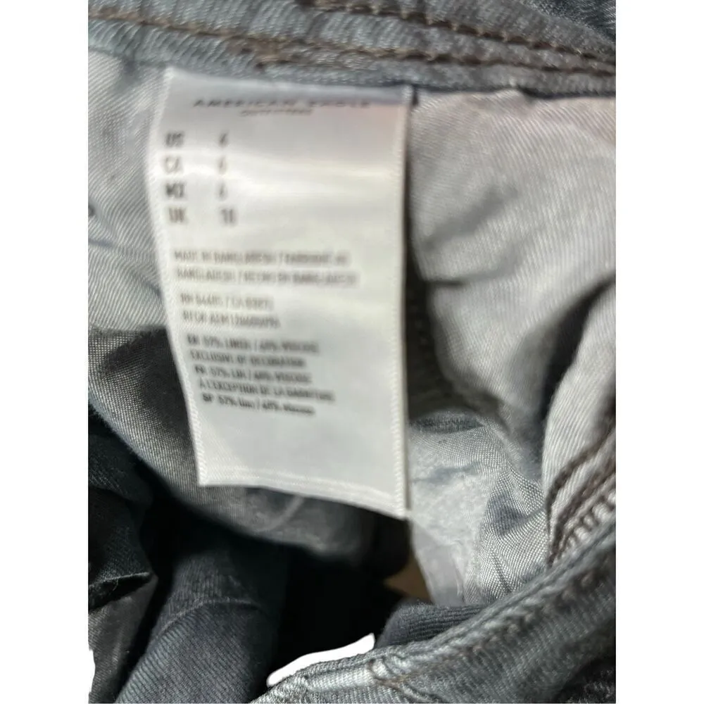 American Eagle Women Black Linen Blend High Waisted Cargo Pockets Shorts Size 6 - Image 8