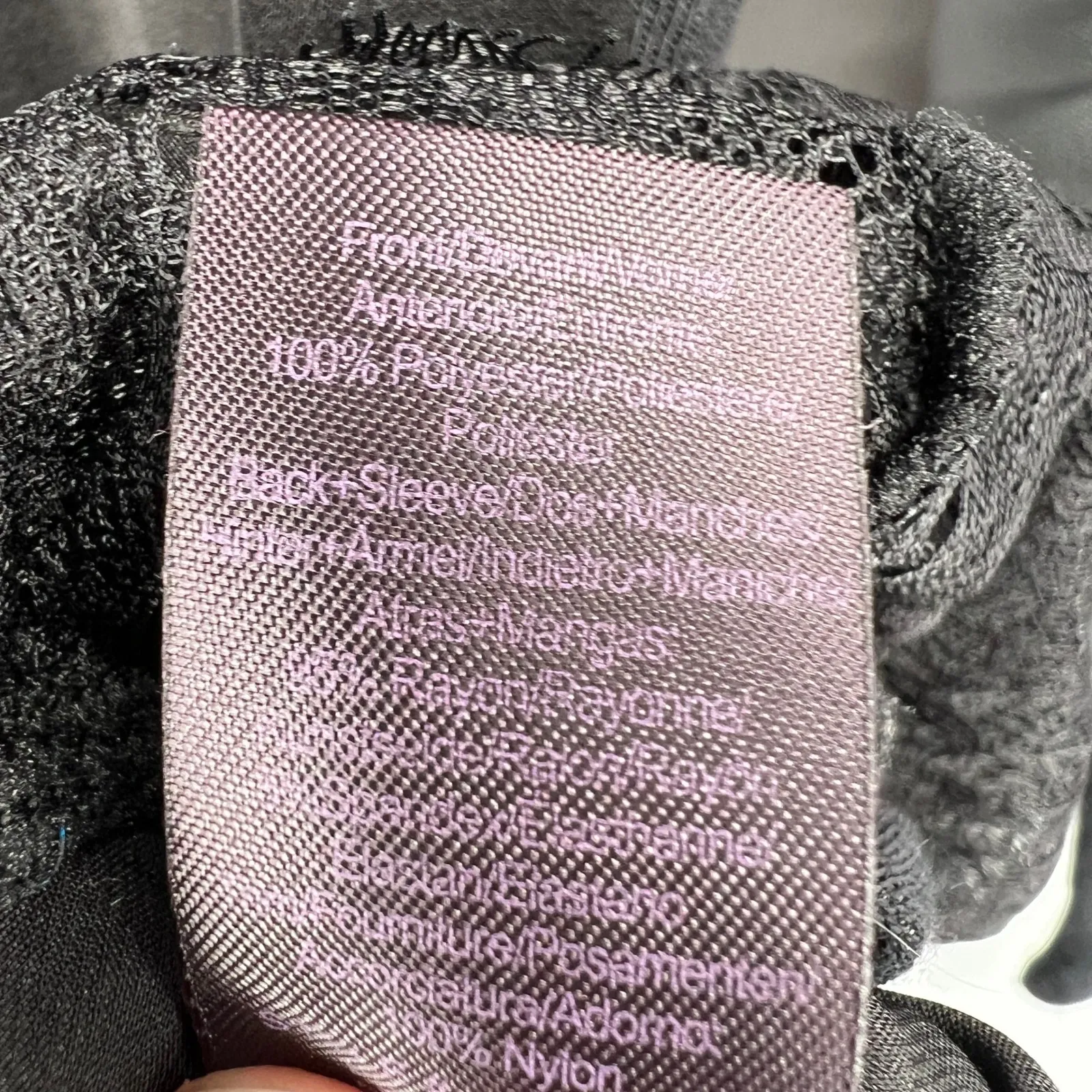 Hale Bob Black Lace Trim Blouse Top Long Sleeve Mixed Media Silky Jersey XS - Image 4