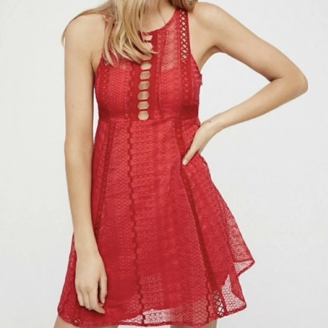 Free People Wherever You Go Crochet Lace Mini Dress Size XS/0 Boho Coquette Cute - Image 7